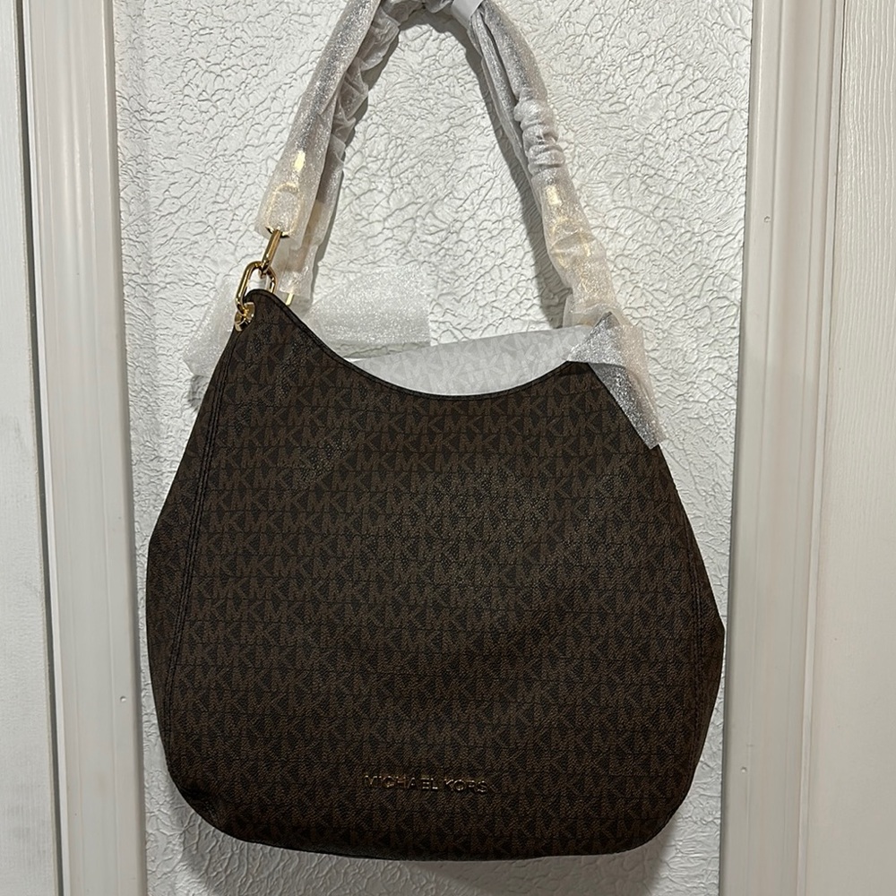 Michael Kors Large Chain Shoulder Tote “Lillie” Brown - Picture 8 of 8